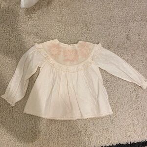 Zara Cream Kids Blouse with Embroidered Detail